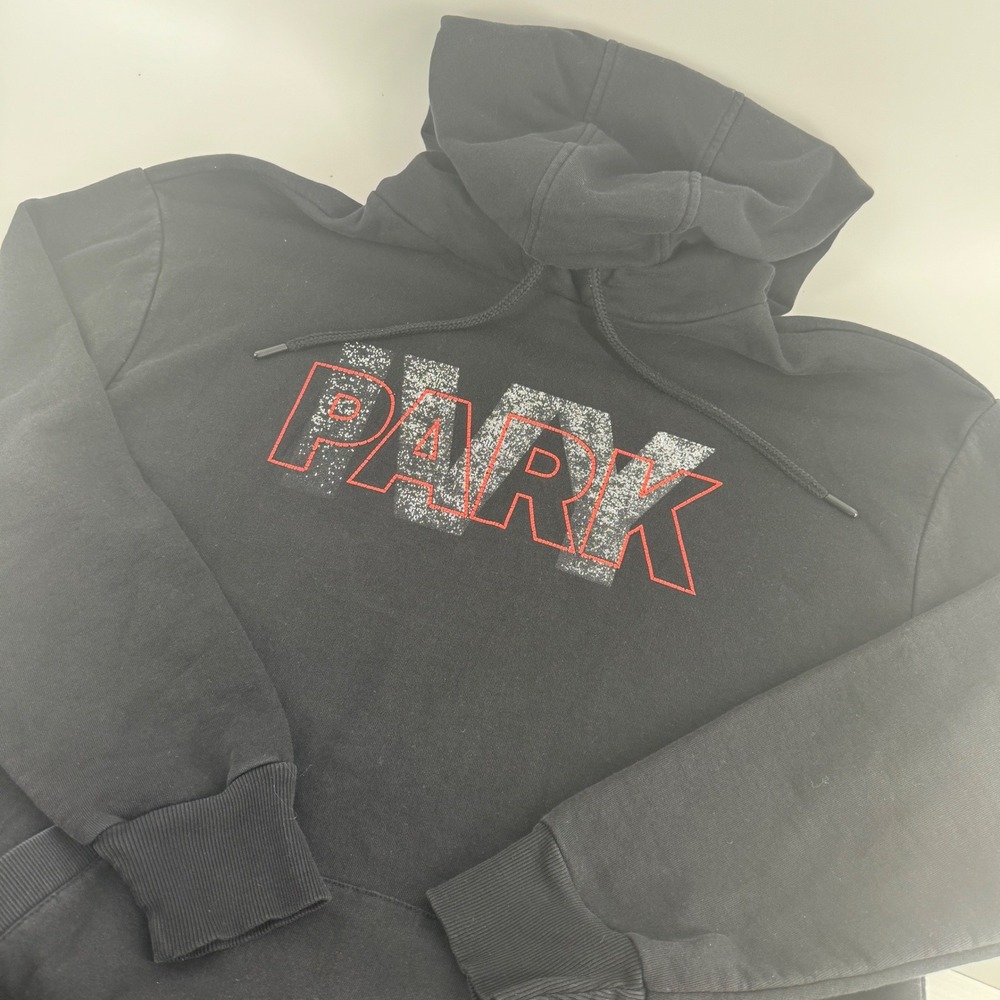 Ivy Park Mens Black Graphic Logo Fleece Pullover Hoodie Sweatshirt Small